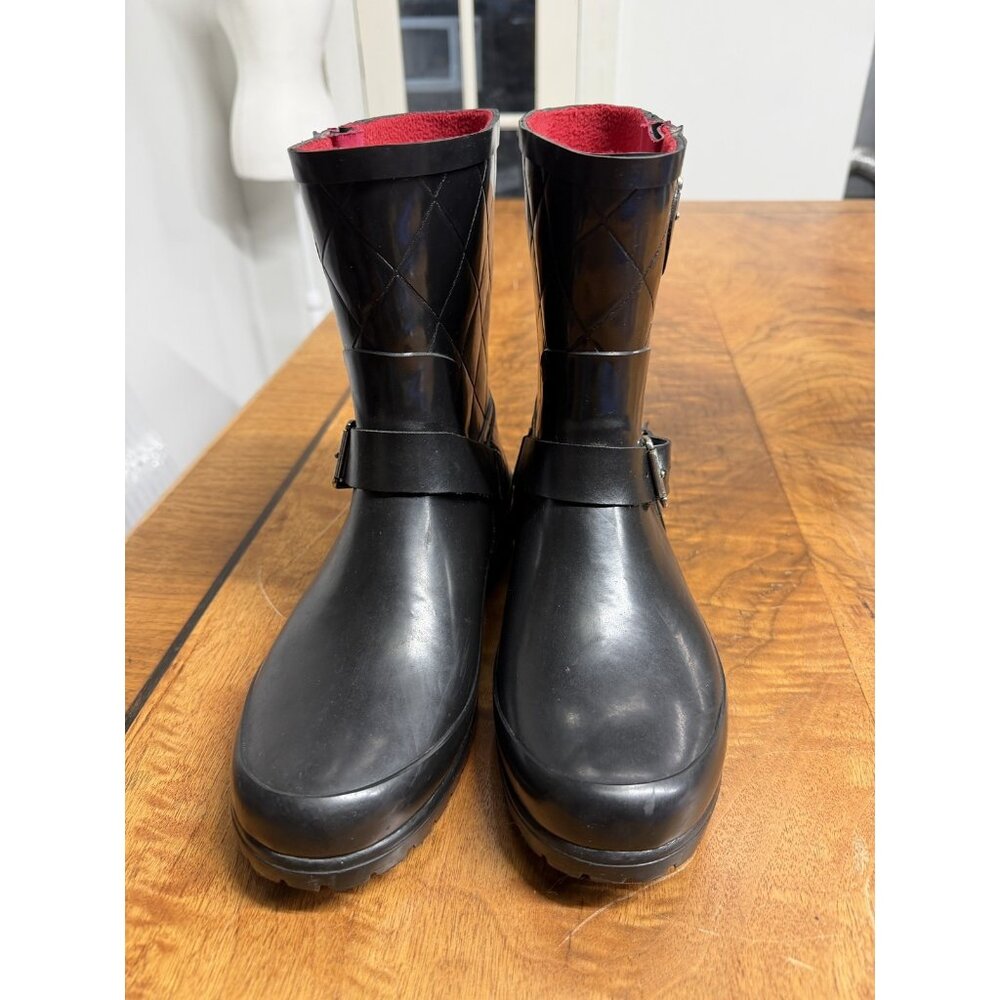 Sperry Top Sider Falcon Women's 8 Black Waterproof Rubber Rain Wellies Boots